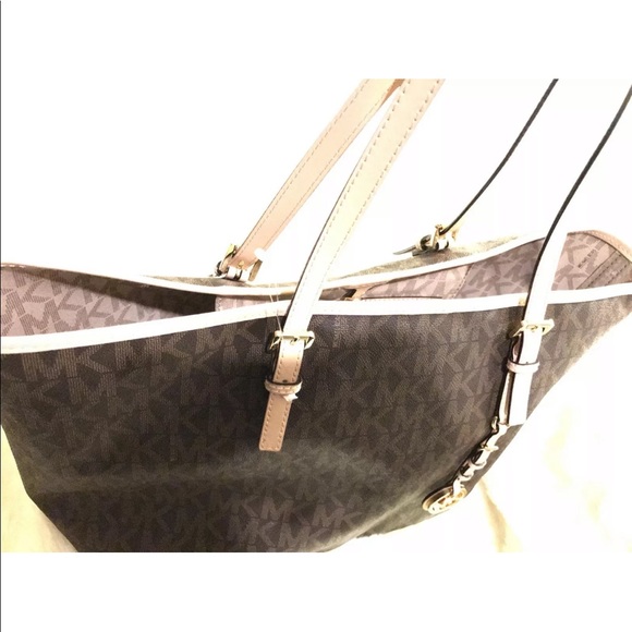 Michael Kors Signature Jet Set Travel Brown Tote - Picture 3 of 8